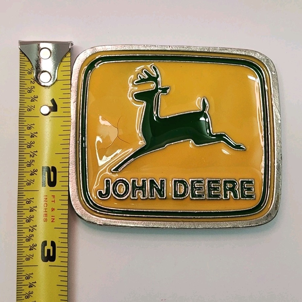Vintage John Deere Enamel Belt Buckle Paul Frank USA Farm - Picture 6 of 6